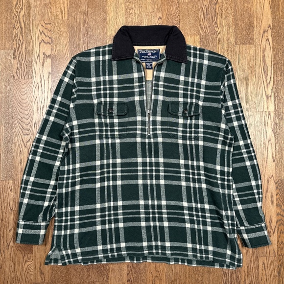 Polo Ralph Lauren Other - Vintage 90s Polo Sport Ralph Lauren Sportsman 1/4 Zip Plaid L/S Shirt Mens M